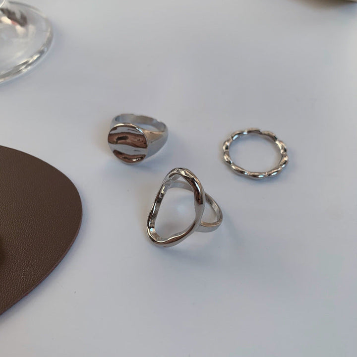 Personality Geometry Hollow Three-piece Ring Set