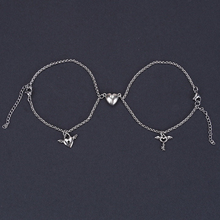 Heart-shape Lock Suction Couple Combination Bracelet