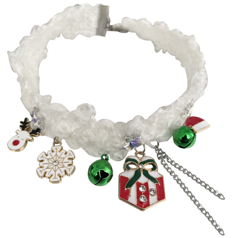 Christmas Bell Snowflake Elk Necklace