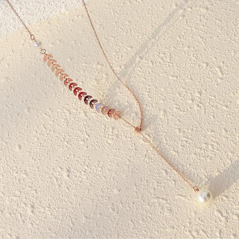 Fashion Simple Phoenix Tail Pearl Clavicle Necklace