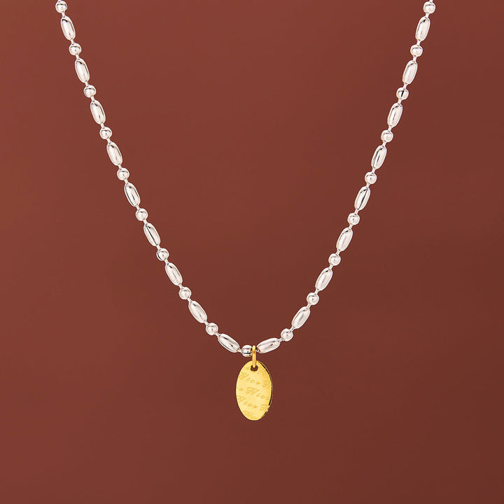 English Letter Geometric Ellipse Necklace