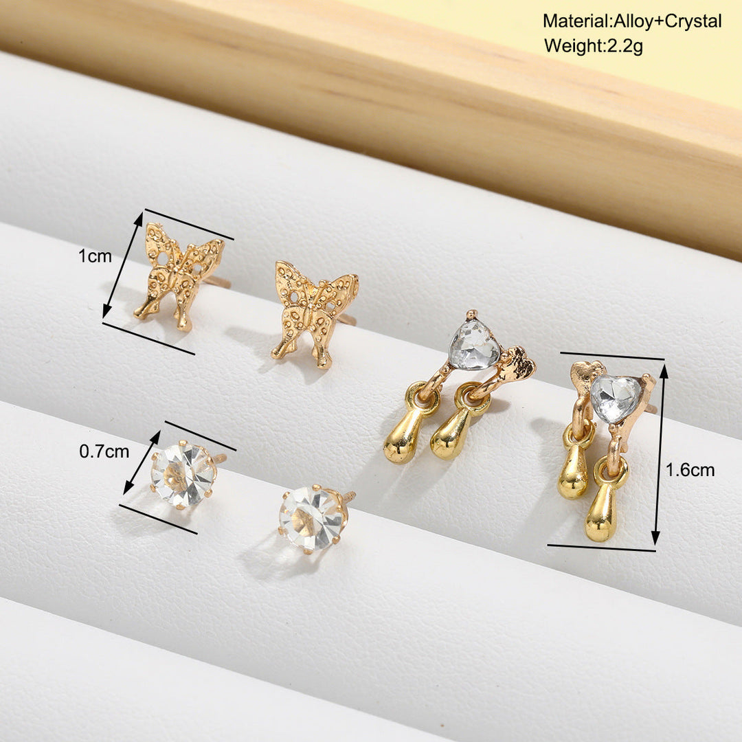 Special-interest Design Women's Cute Liquid Butterfly Earrings 6-piece Set