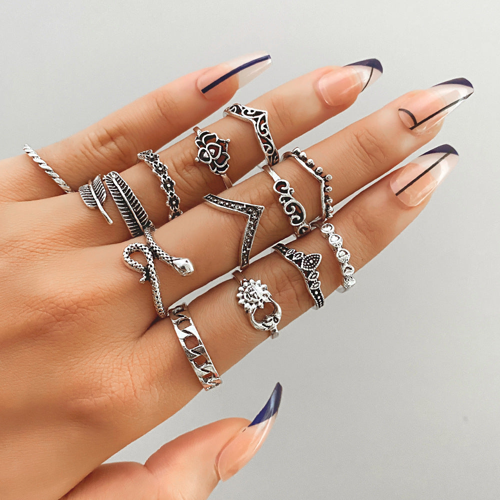 Fashion Personality Butterfly Snake Ring Suit Combination Opening
