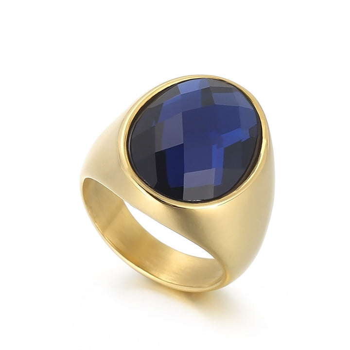 Retro Titanium Steel Electroplated Jewelry Personalized Elegant Oval Fashion Women's Glass Ring