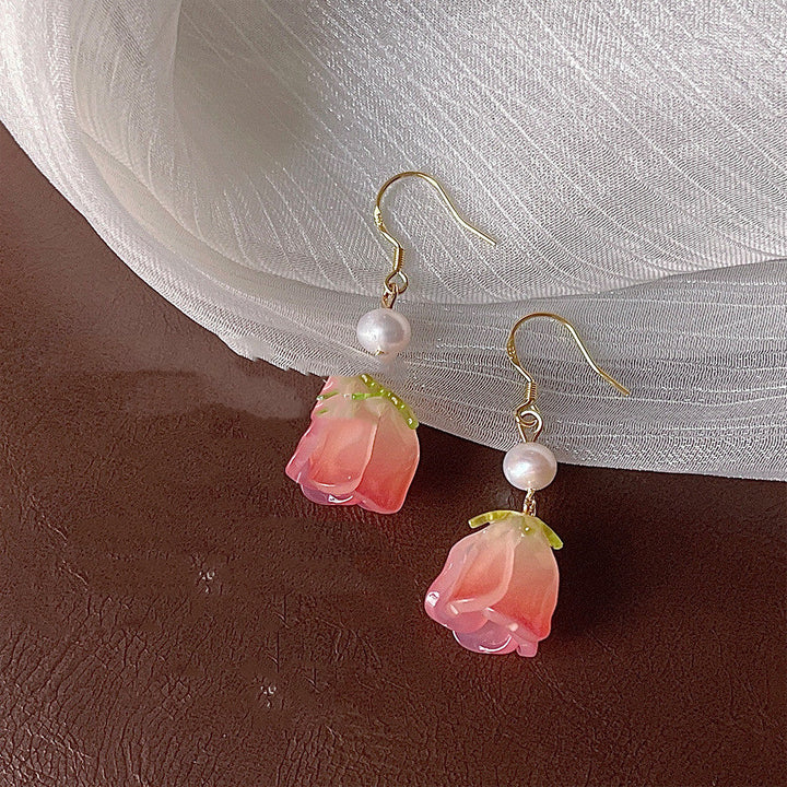 925 Silver Needle Sen Rose Water Pearl Earrings