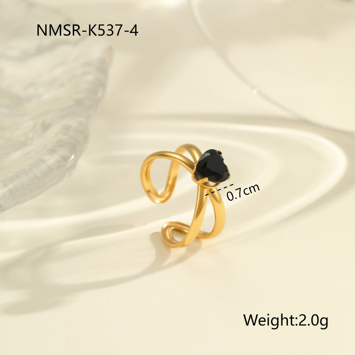 Inlaid Zircon Titanium Steel Ring For Women