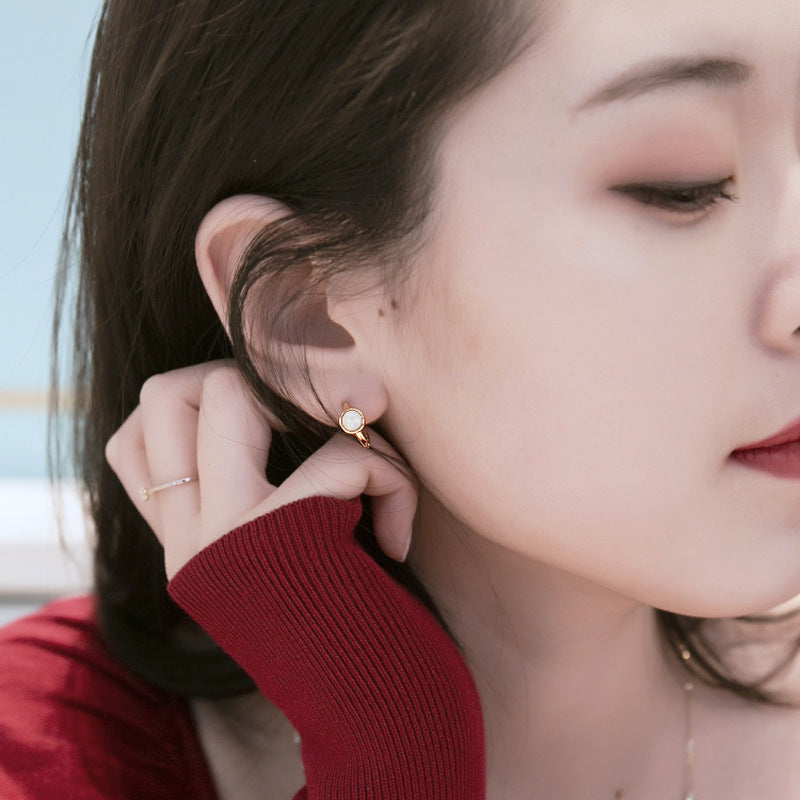 Synthetic Color Opal Stone Ear Ring Round Fashion Women
