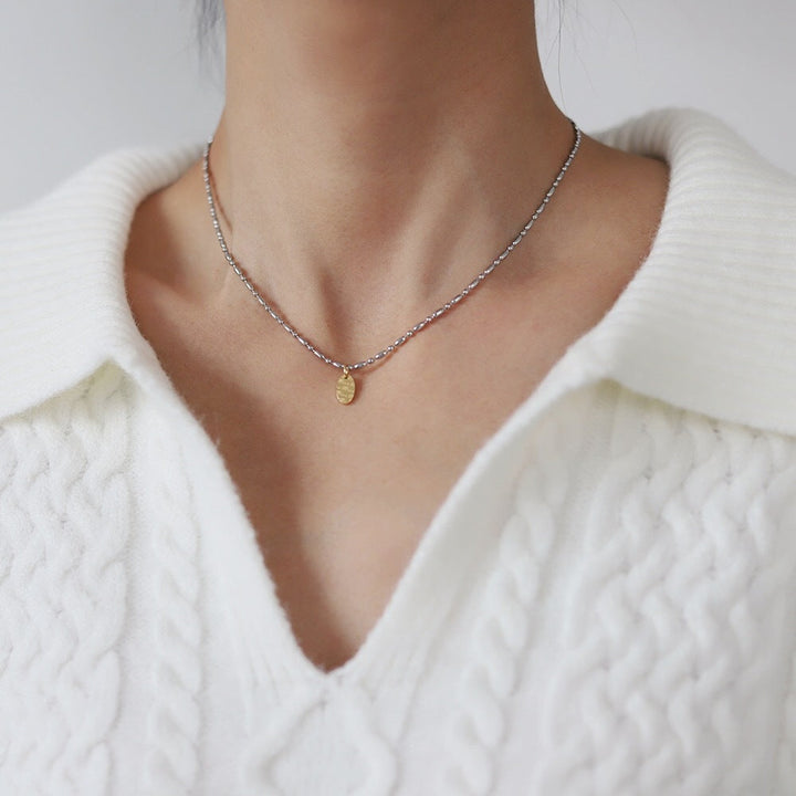 English Letter Geometric Ellipse Necklace