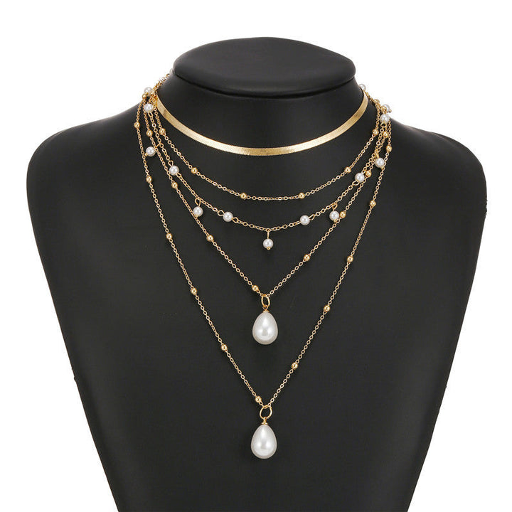 Gothic Baroque Pearl Tassel Wedding Multilayer Necklace