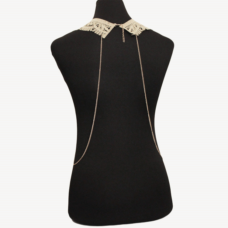 Gold Lace Fashion Exaggerated Necklace Multi-layer Tassel Body Chains