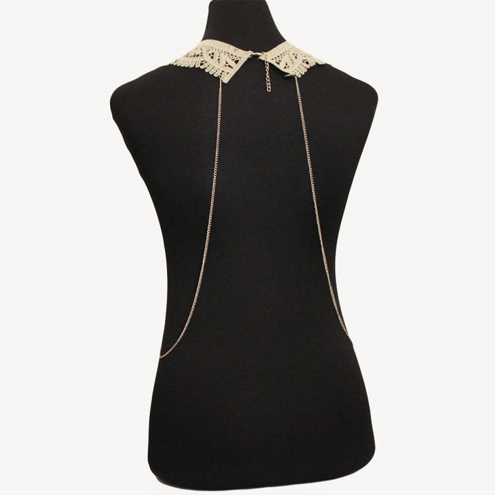 Gold Lace Fashion Exaggerated Necklace Multi-layer Tassel Body Chains