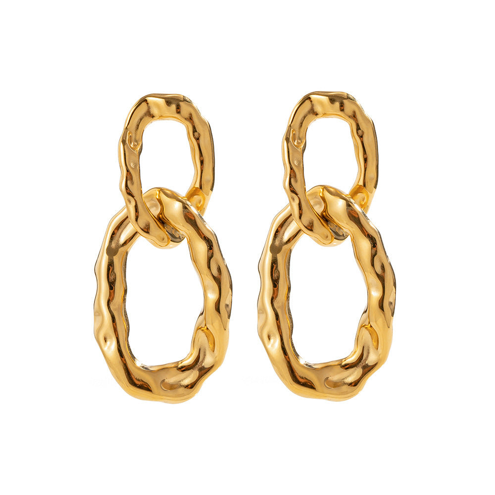 Retro Cold Ins Style Double Ring Earrings