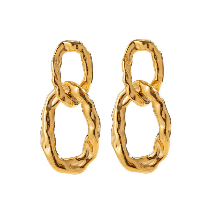 Retro Cold Ins Style Double Ring Earrings