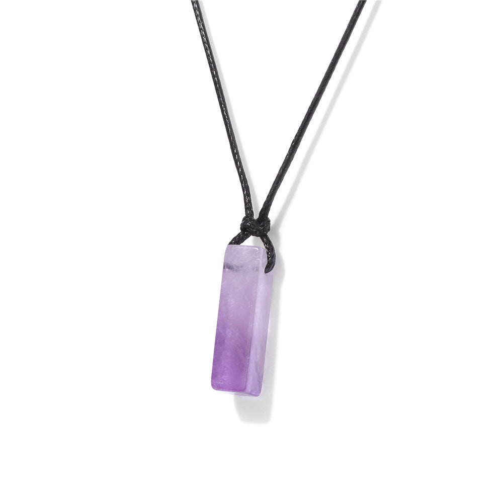 Irregular Stone Rectangular Pendant Necklace
