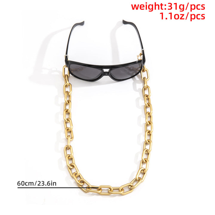 Fashion Retro Flannel Geometric Ring Glasses Chain