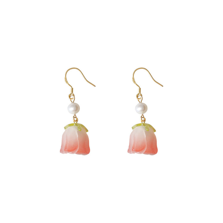 925 Silver Needle Sen Rose Water Pearl Earrings
