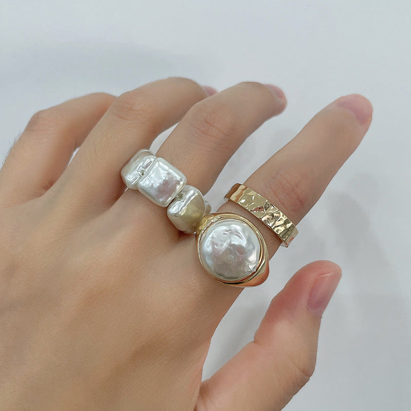 Alloy Gold Plated Pearl Ring