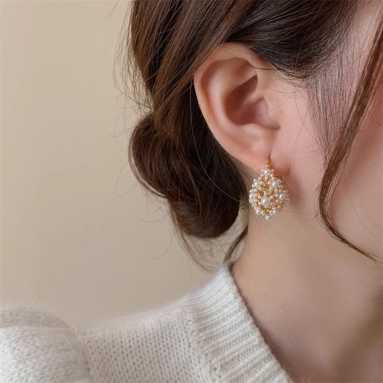 Special-interest Design Three-Dimensional Hollow Pearl Earrings For Women