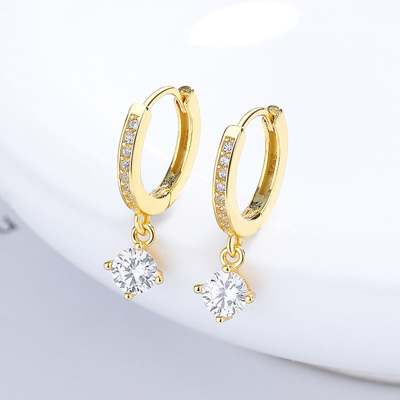 925 Sterling Silver Four-claw Gang Drill Earrings For Women