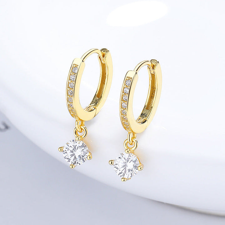 925 Sterling Silver Four-claw Gang Drill Earrings For Women