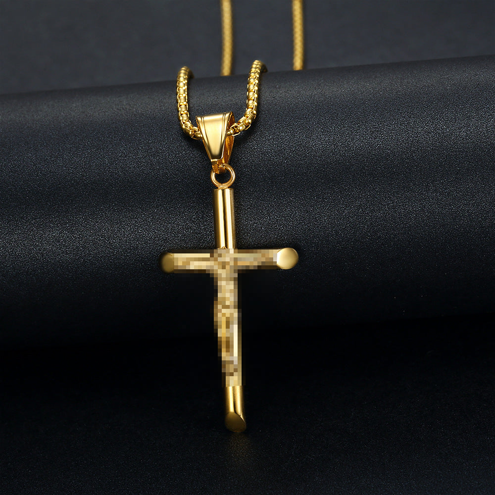 Stainless Steel Cross Pendant Punk Personality Necklace