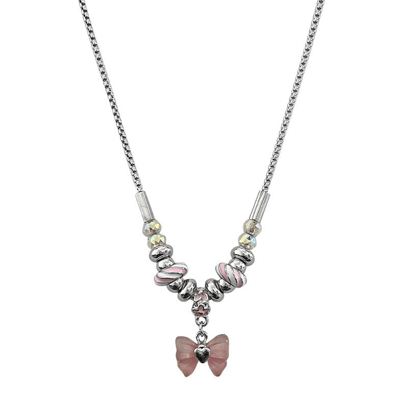 Y2g Bowknot Beaded Thread Necklace