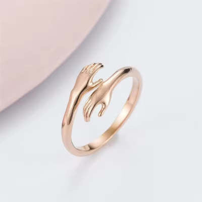 Alloy Simple Hands Hug Ring Opening Adjustable Jewelry