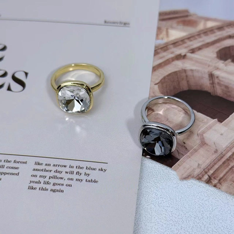 Square Rhinestone For Women Special-interest Design Open Index Finger Ring