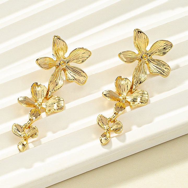Flower Stud Earrings Irregular Exaggerated Long