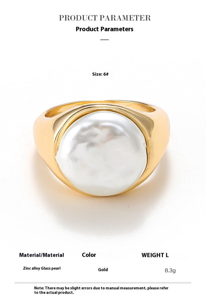 Alloy Gold Plated Pearl Ring