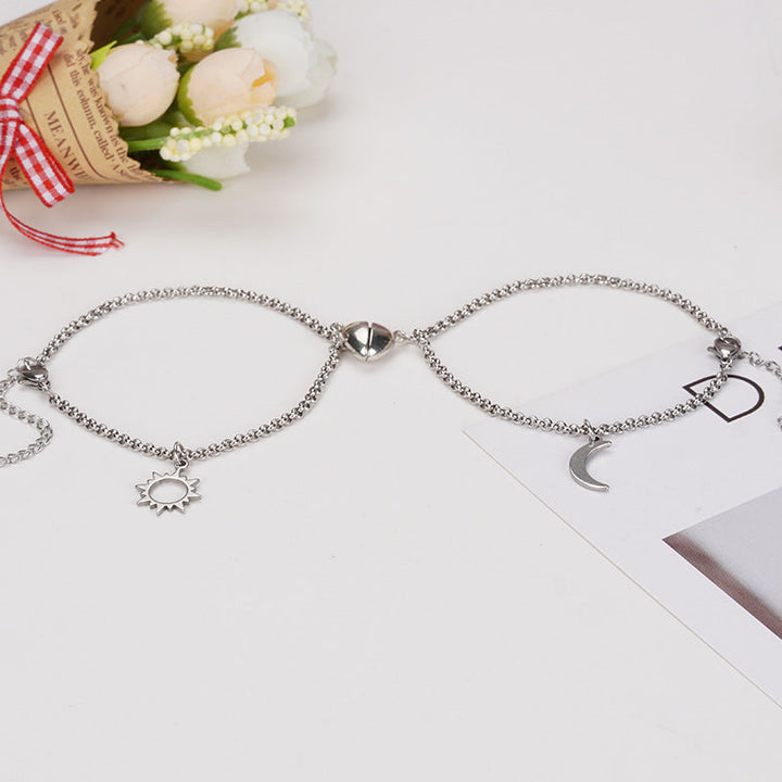 Heart-shape Lock Suction Couple Combination Bracelet