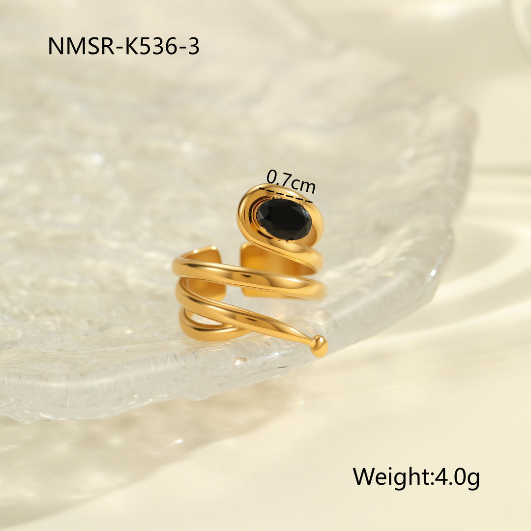 Inlaid Zircon Titanium Steel Ring For Women