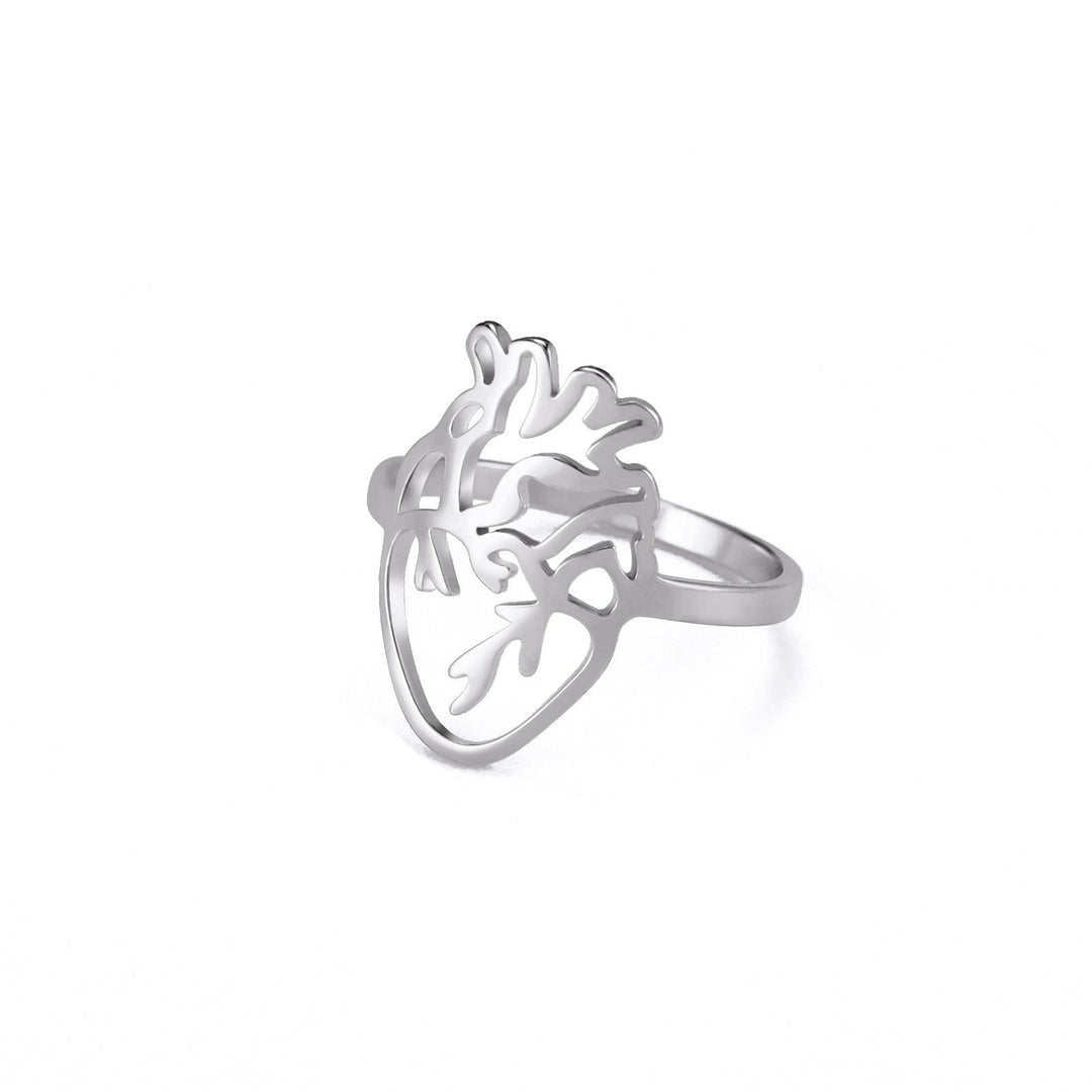 Cut Titanium Steel Hollow-out Brain-shaped Ring