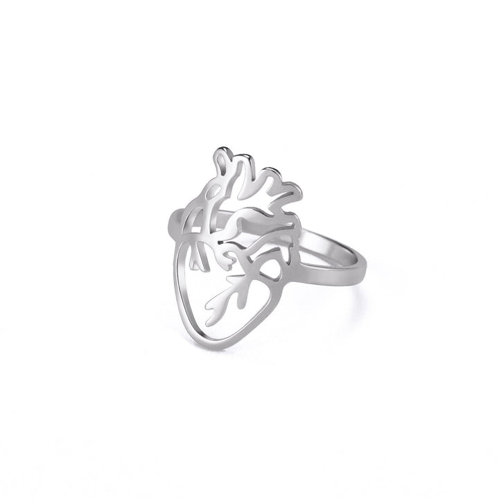 Cut Titanium Steel Hollow-out Brain-shaped Ring