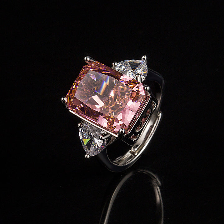 Rock Candy Square Diamond Ring Paparazha Artificial Cultivation