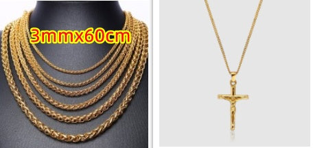 Stainless Steel Cross Pendant Punk Personality Necklace