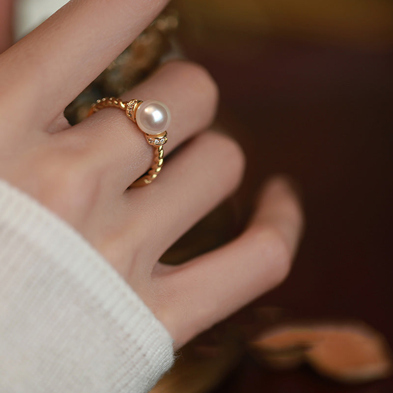 Antique Twist Pearl Ring High Sense