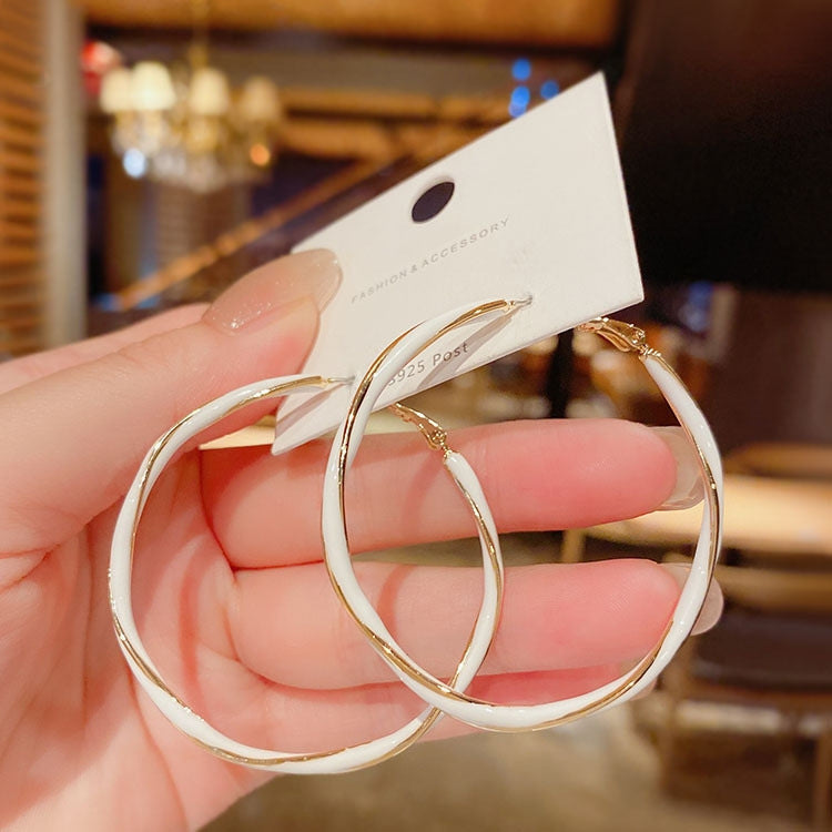 Design Drip Spiral Round Ring Earrings Female