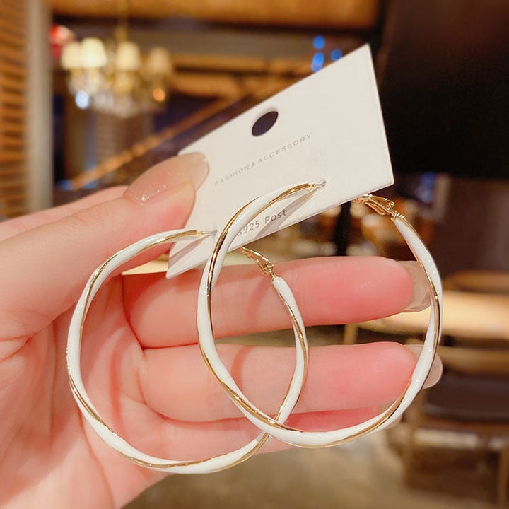Design Drip Spiral Round Ring Earrings Female
