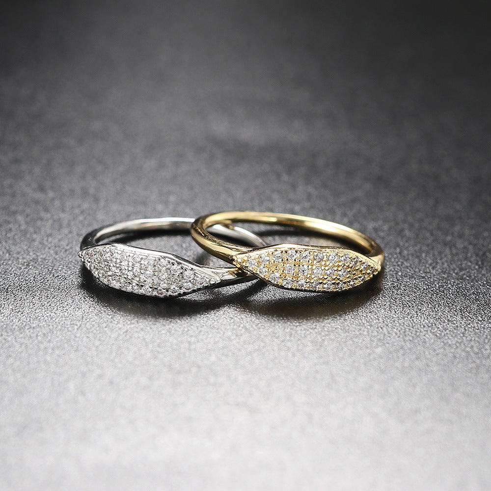 Women's Gold Plated Simple Zircon Micro Setting Ring