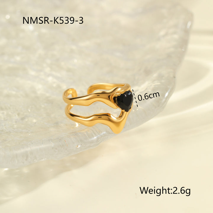 Inlaid Zircon Titanium Steel Ring For Women