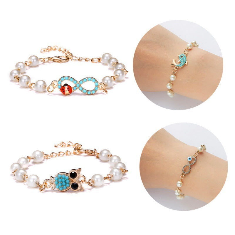 Hollow Rhinestone Pearl Bracelet Multi-style Adjustable
