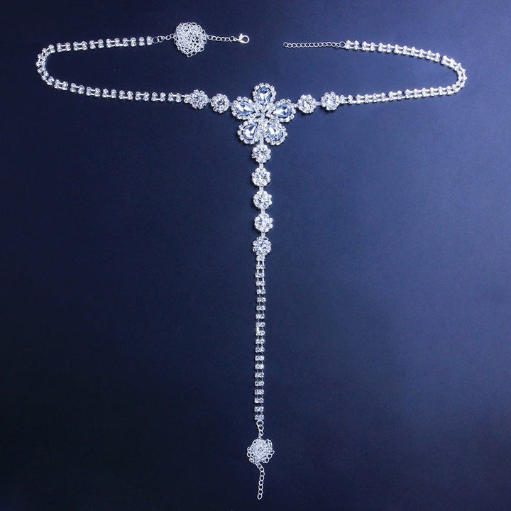 European And American New Sexy Yellow Flower Rhinestone Underwear Body Chains Women's Stylish Beach Accessories Body Chain