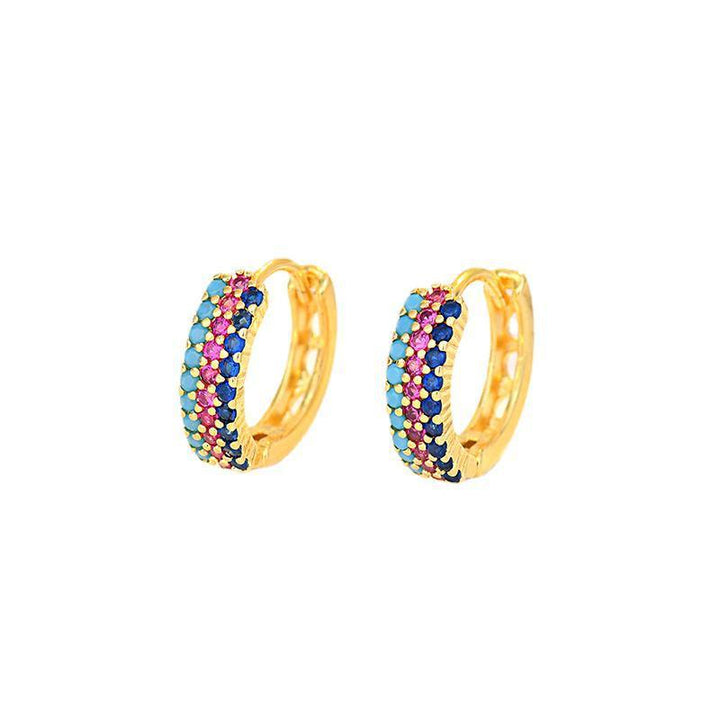 Color Zircon Earrings Micro-inlaid Geometry