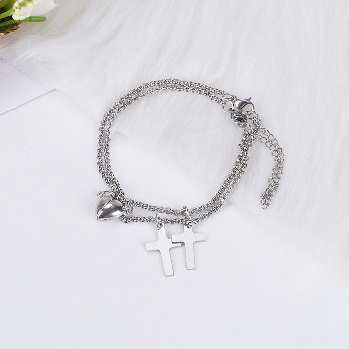 Heart-shape Lock Suction Couple Combination Bracelet