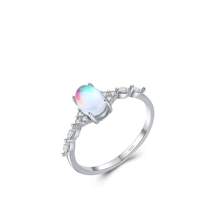 S925 Sterling Silver Ins Cold Style Moonstone Ring