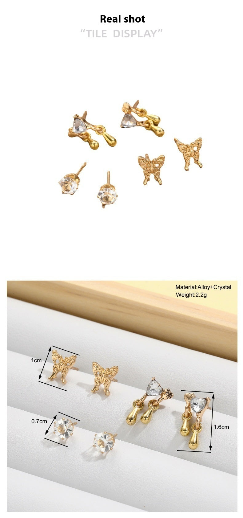 Special-interest Design Women's Cute Liquid Butterfly Earrings 6-piece Set