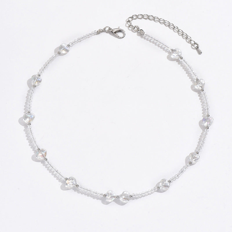 Women's Beaded Heart-shaped Crystal Necklace