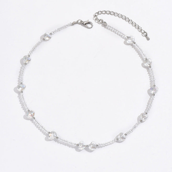 Women's Beaded Heart-shaped Crystal Necklace