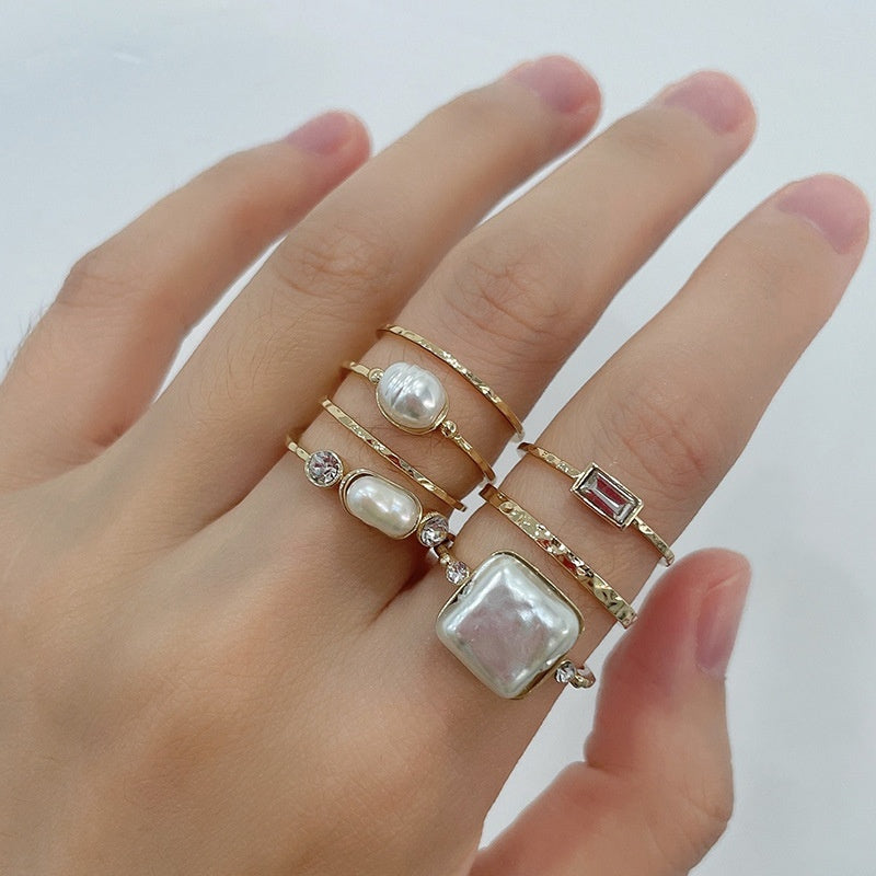 Alloy Gold Plated Pearl Ring